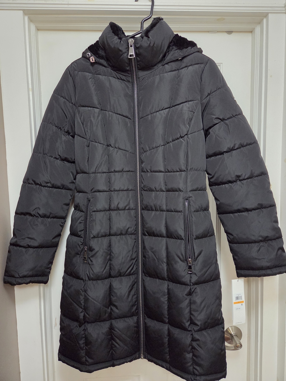 Calvin Klein Black Quilted Hooded Puffer Coat
